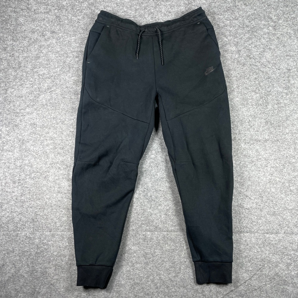 Nike Tech Fleece Joggers Mens L Black Slim Fit Tapered Sweatpants CU4495-010